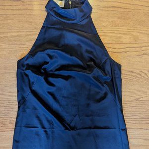 VINTAGE Liz Claiborne Sleeveless High Neck Collared Halter Mini Black Dress 8